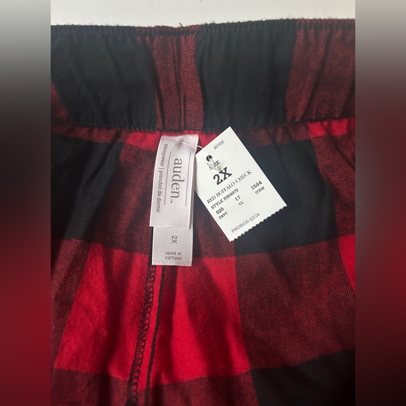 Auden Women’s Sleep Pajama Shorts Red Buffalo Check Plus size 2X - Picture 3 of 7